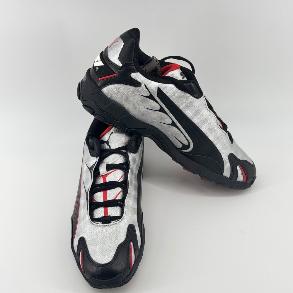 Puma Formula 1 F1 Cell Metallic Silver Black Red Racing Sneakers Mens